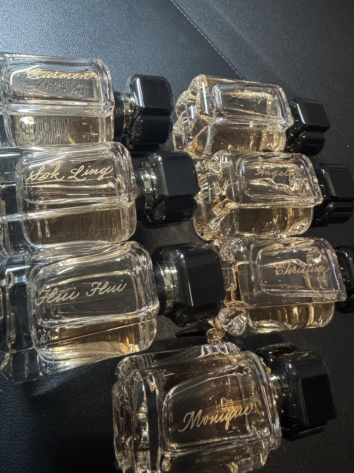 Engraved perfume bottles