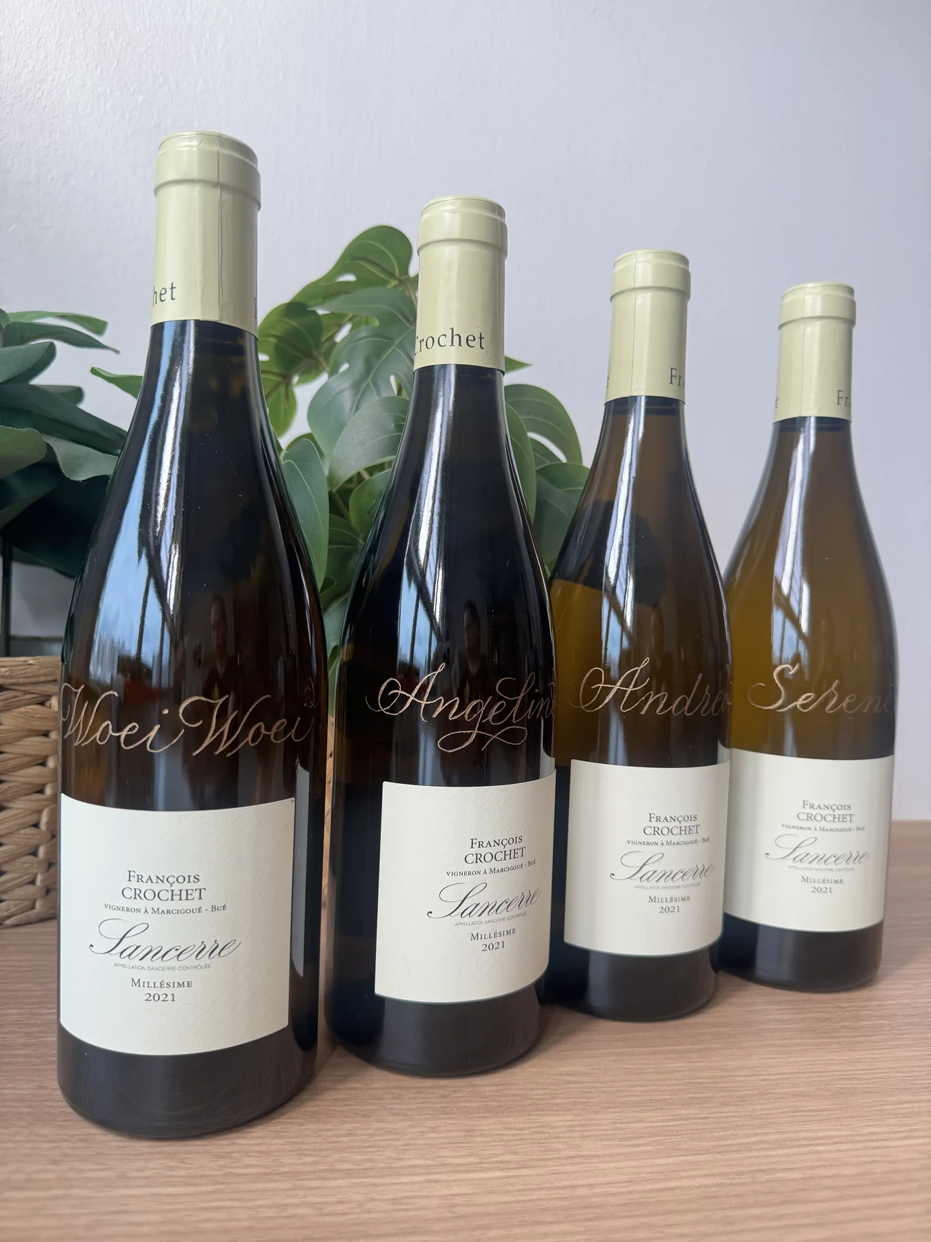 Wine bottles engraved by hand
