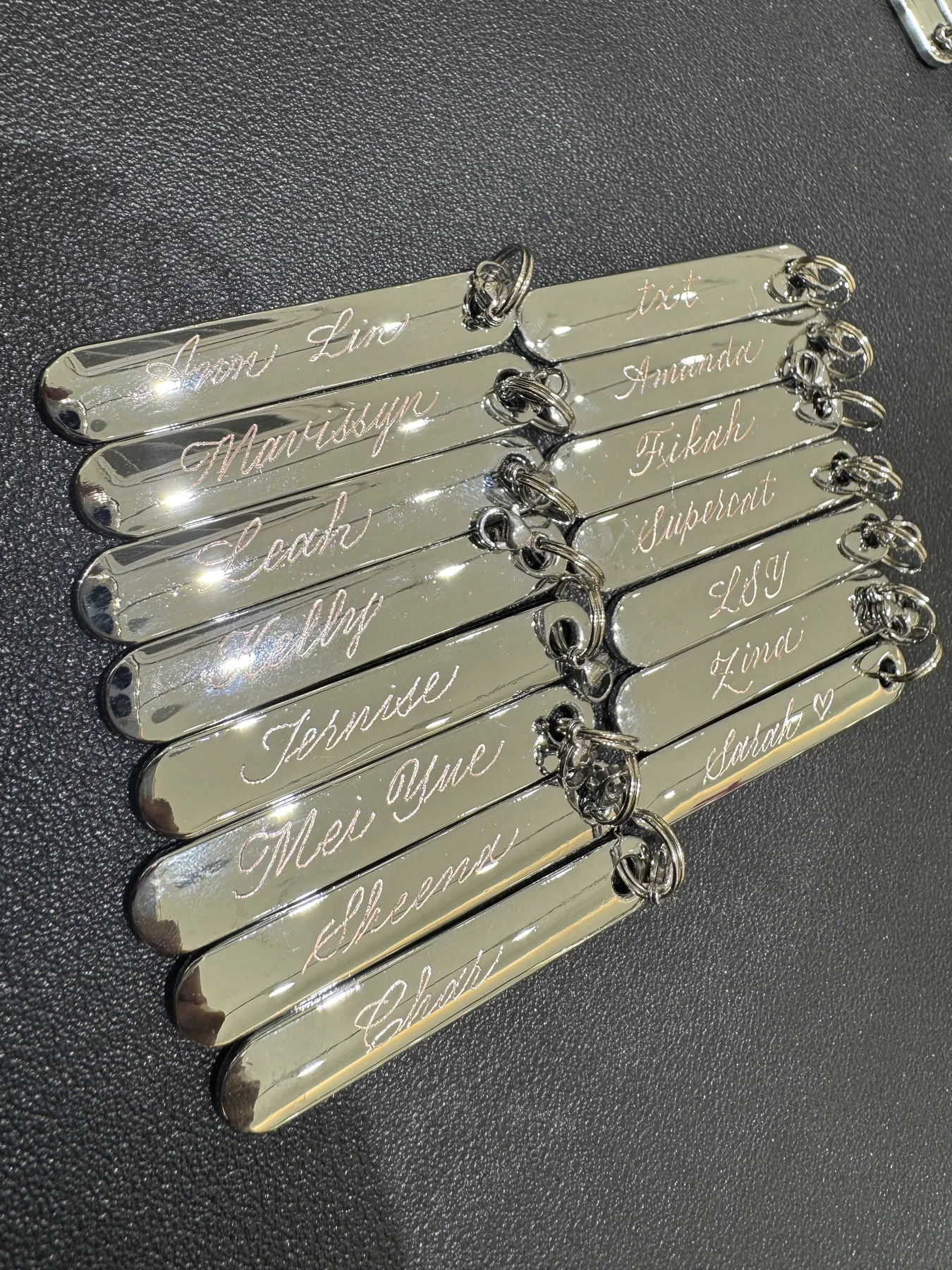 Engraved metal name tags