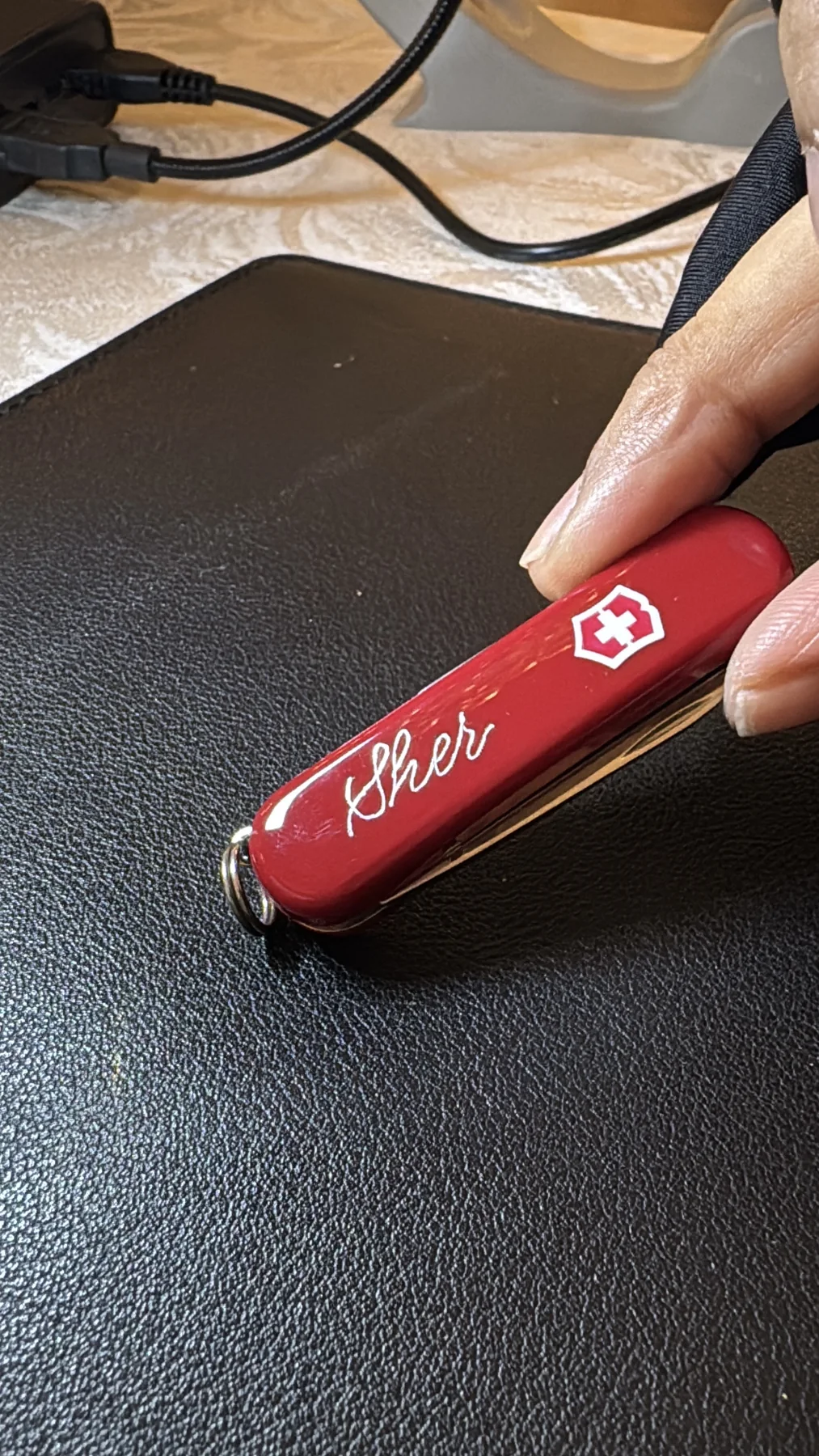 Hot-foiled name on a keepsake