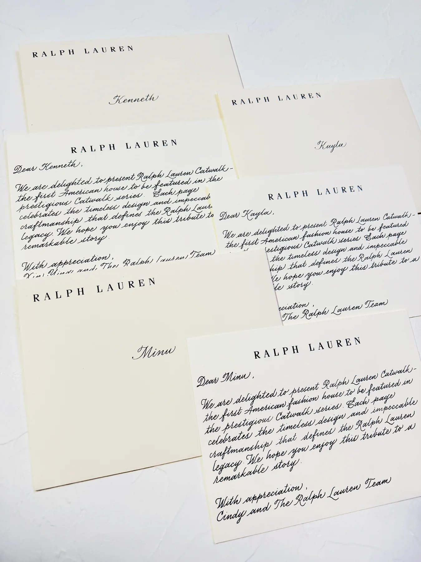Handwritten calligraphy prepared for an event