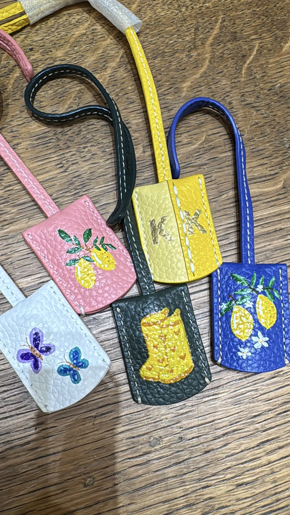 Colourful painted leather accessories