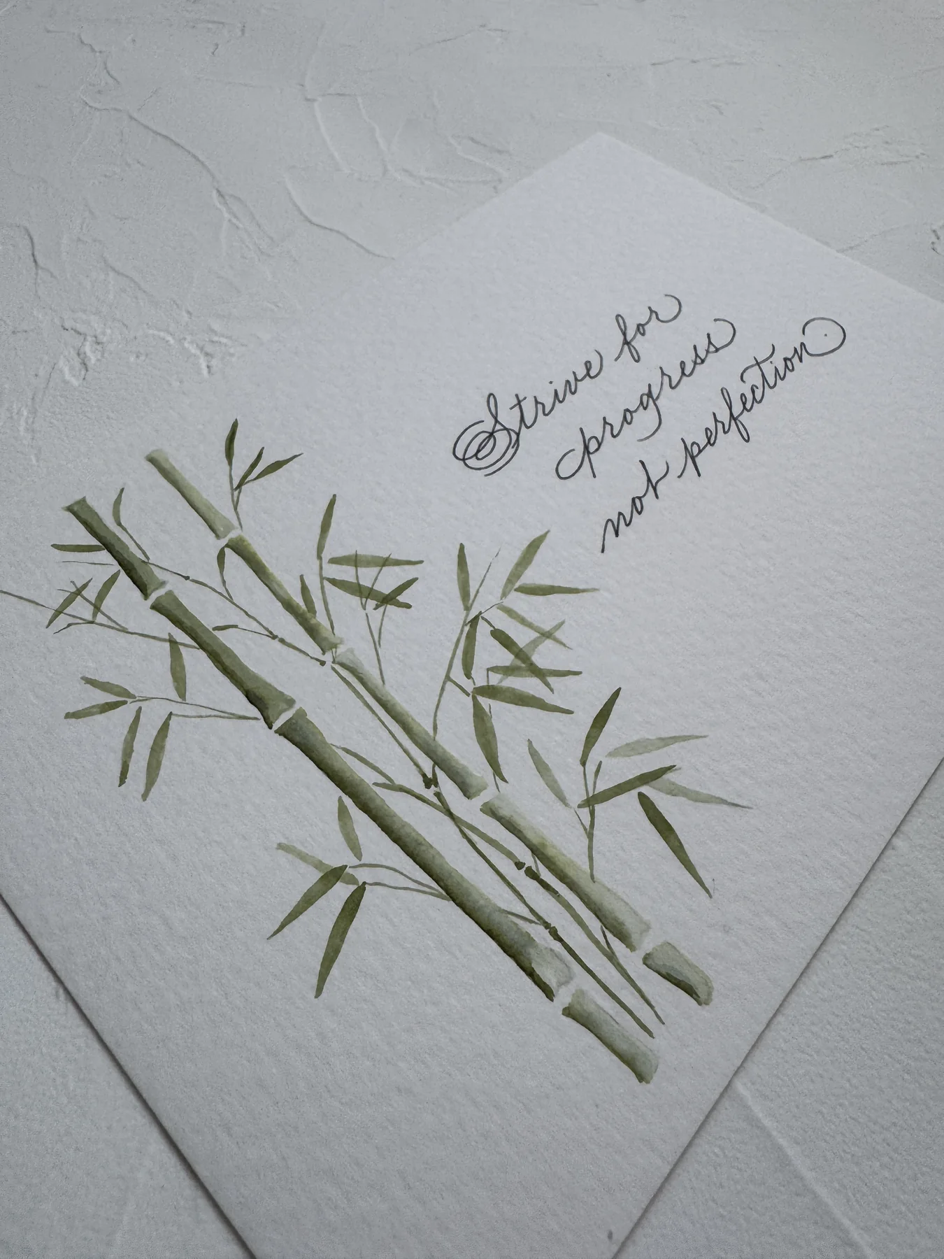 Bamboo watercolour with calligraphy